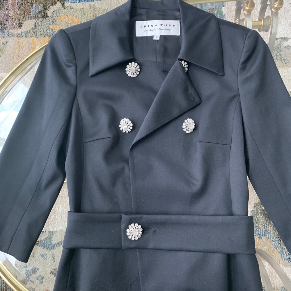 Trina Turk Rhinestone Button Cropped Jacket - Picture 2 of 10